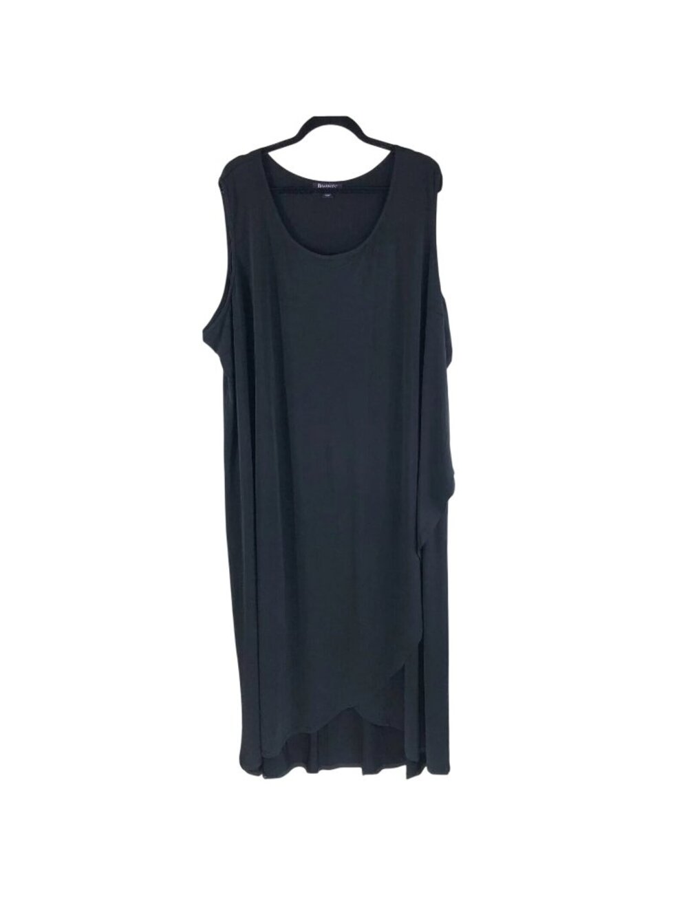Roamans Maxi Dress Sleeveless Draped Scoop Neck Stretch Black Size 28W